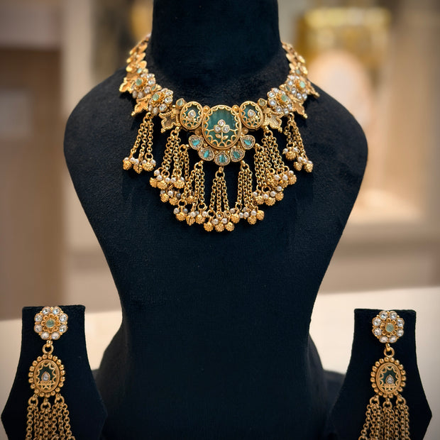 Rajwadi Tassel Designer Choker Necklace Set