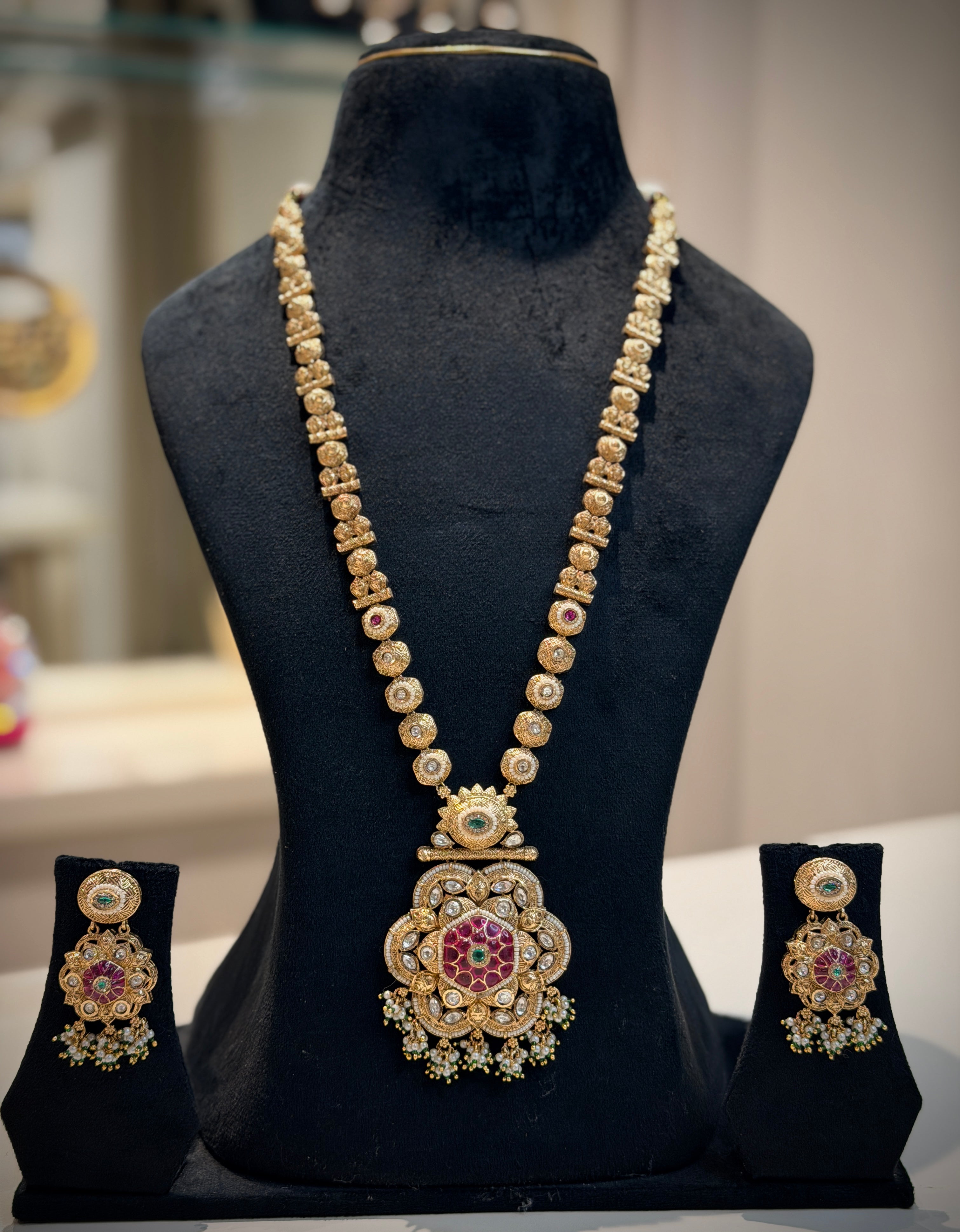 Heritage Floral Meena Long Necklace Set