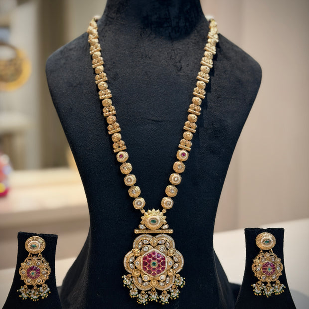 Heritage Floral Meena Long Necklace Set
