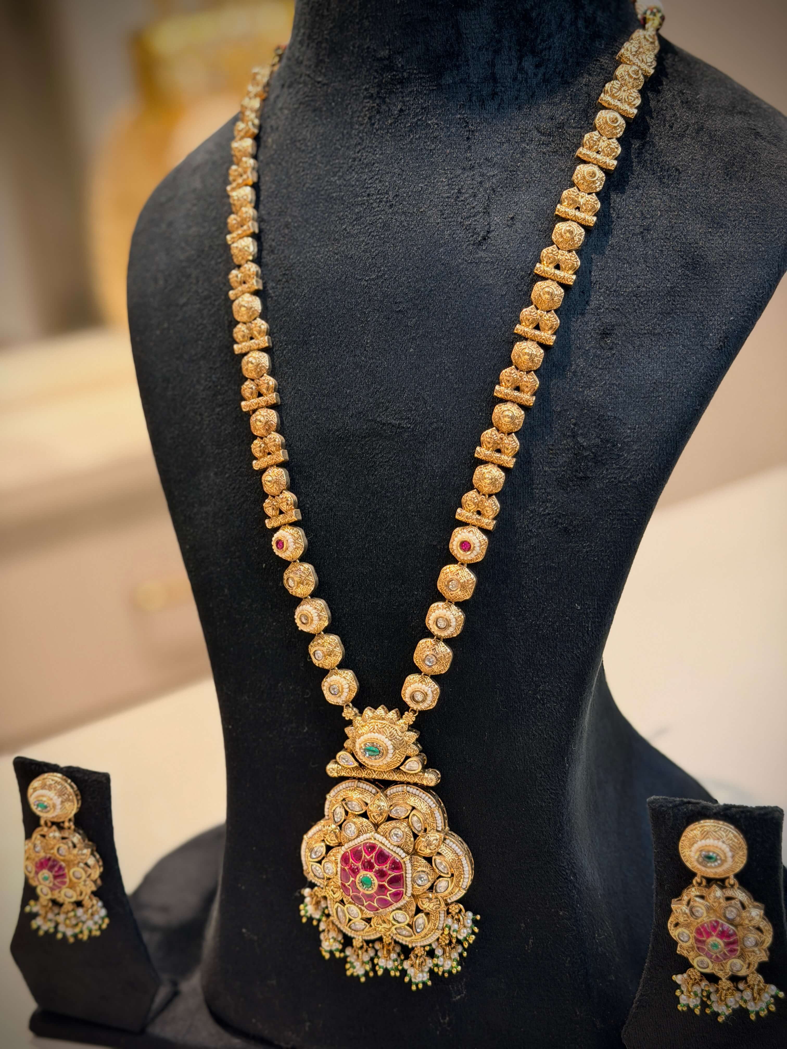 Heritage Floral Meena Long Necklace Set