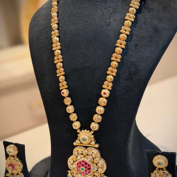 Heritage Floral Meena Long Necklace Set