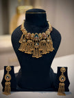 Rajwadi Elephant Motif Multi‑Layer Tassel Choker Necklace Set