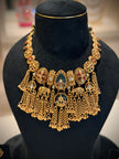 Rajwadi Elephant Motif Multi‑Layer Tassel Choker Necklace Set