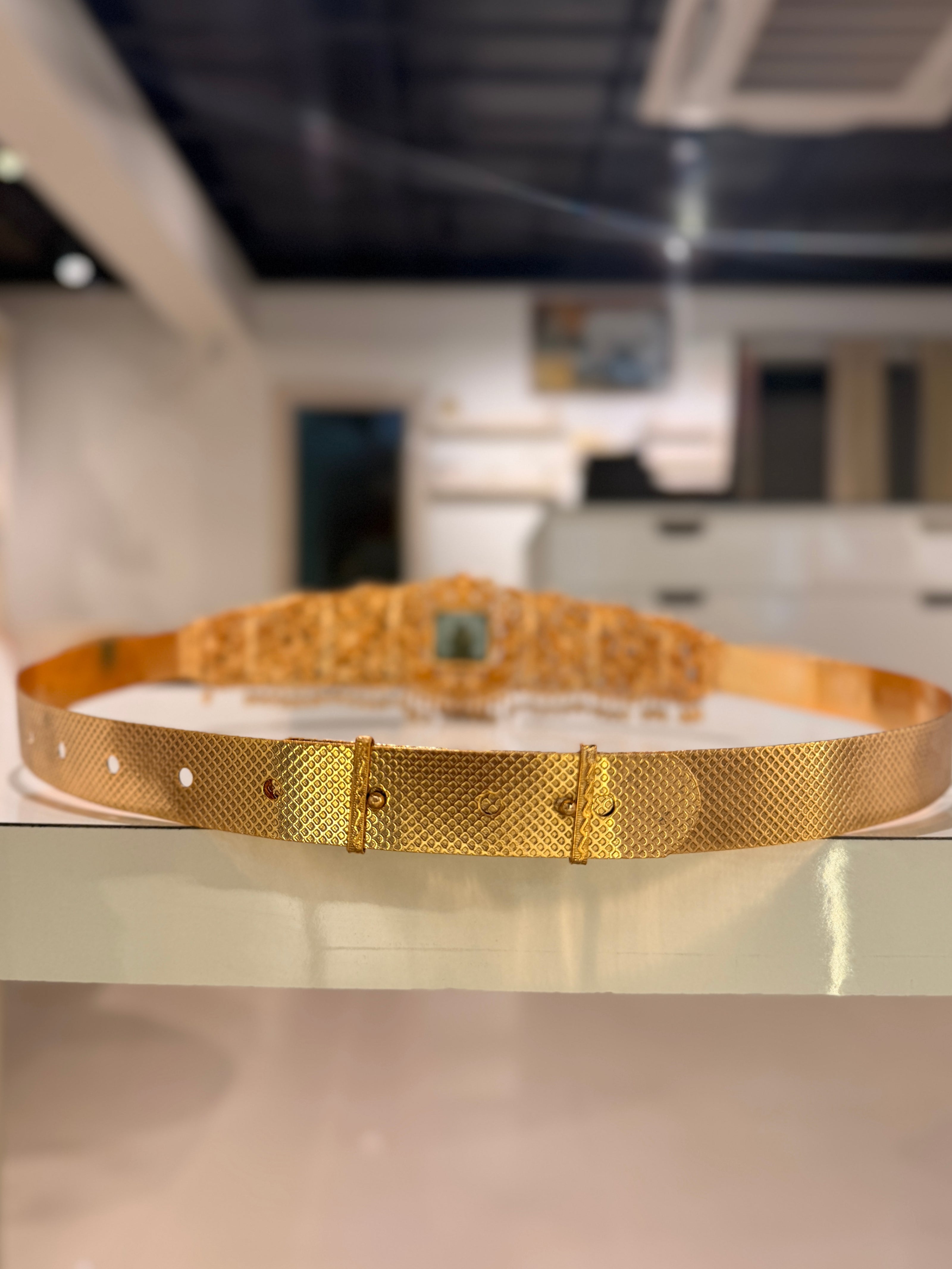 Gold Lakshmi Peacock Ruby Green Stone Waist Belt Vaddanam