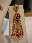 Rajwadi Red Stone Gungroo Choker Necklace Set