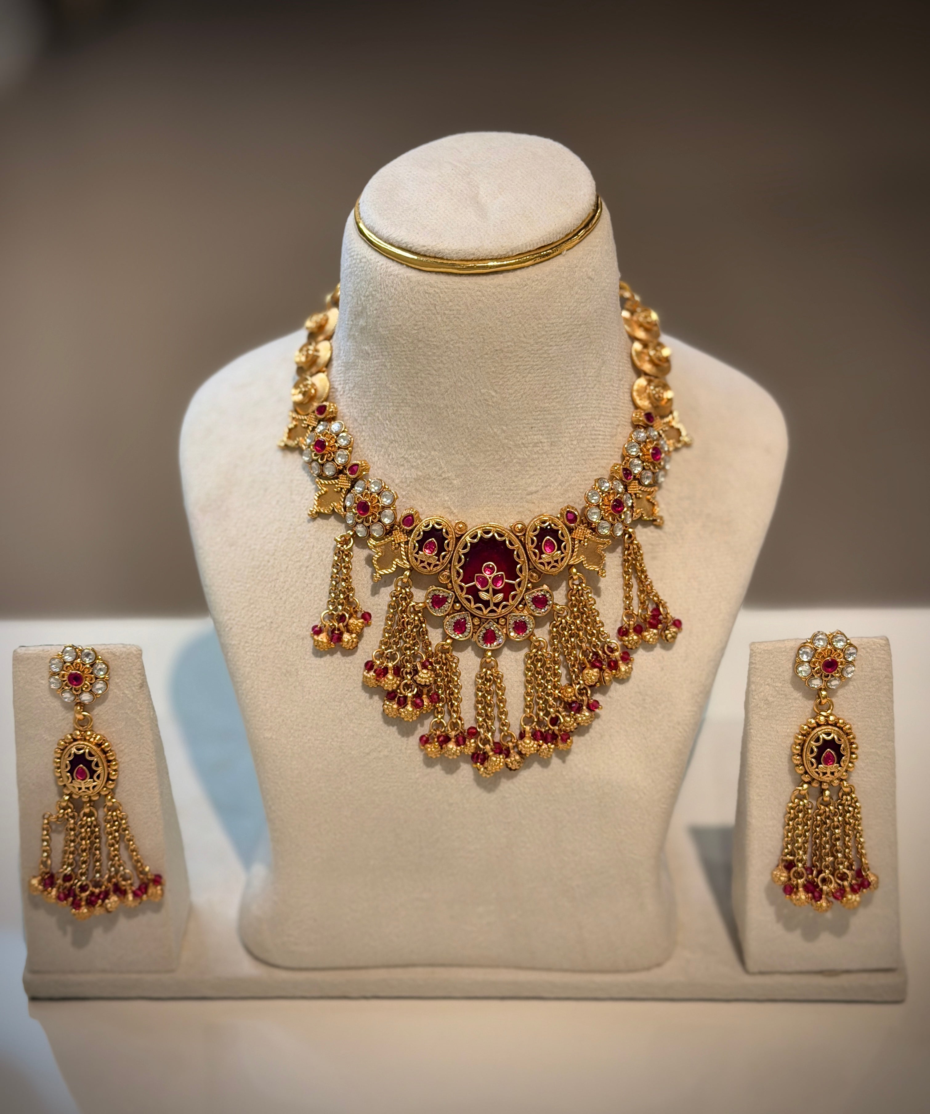Rajwadi Tassel Designer Choker Necklace Set