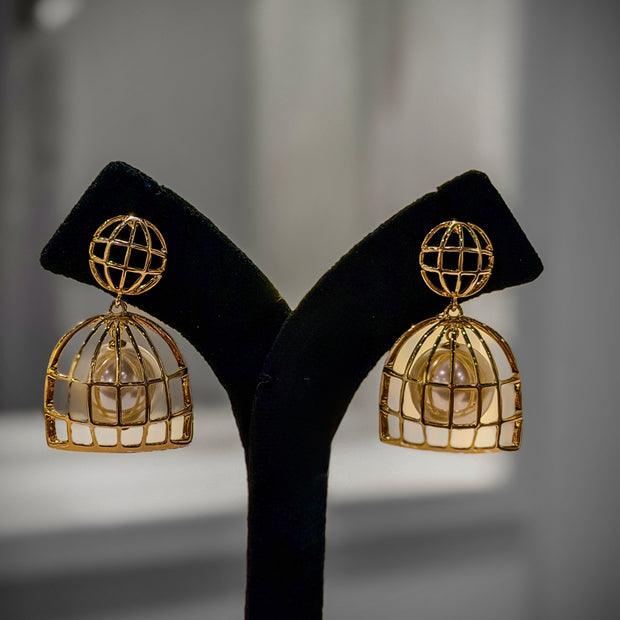 Gold cage earrings 