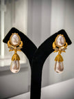 Gold Pearl CZ Dangler Earrings Set