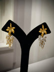 Gold Flower Pearl Grape Earrings Set