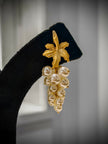 Gold Flower Pearl Grape Earrings Set