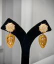 Gold Rose Studs Dangle Earrings Set