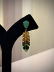 Gold Safire Feather Dangler Earrings Set