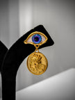 Gold Evil Eye Charm Dangle Earrings Set