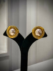 Gold Vintage Pearl CZ Studs Earrings Set