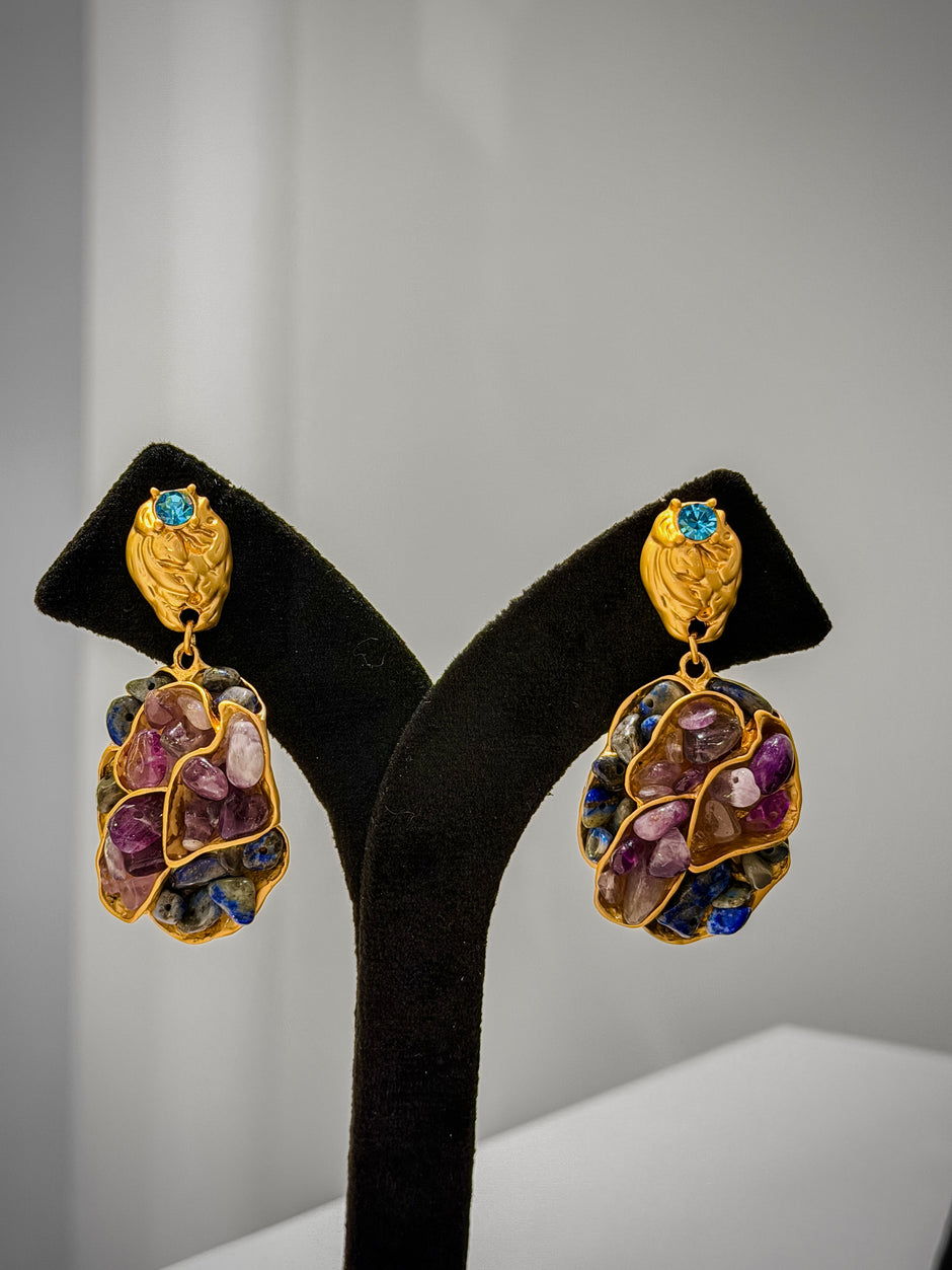 Stone Cluster Artisanal Earrings Set