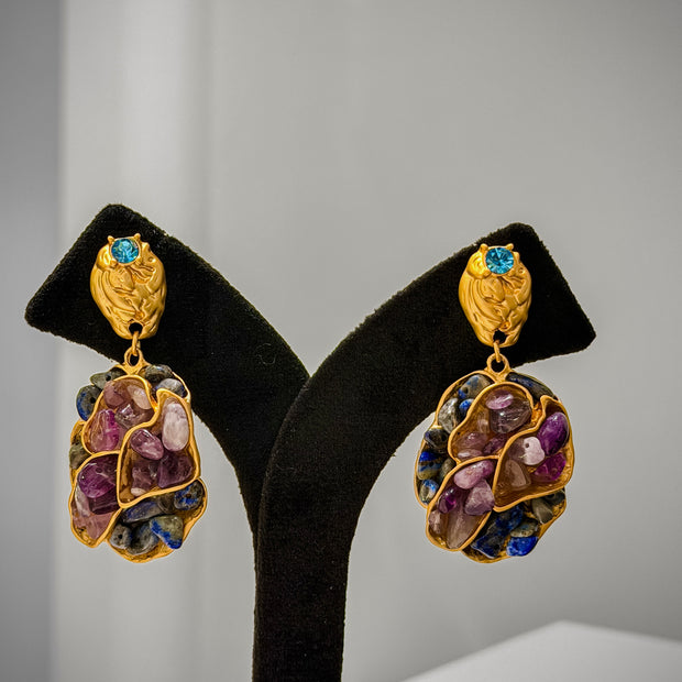 Stone Cluster Artisanal Earrings Set
