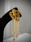 Gold Ganesha Pearl Earrings Set