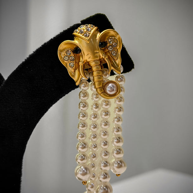 Gold Ganesha Pearl Earrings Set