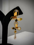Gold Floral Drop Pearl Earrings Set