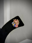 Gold Enamel Floral Earrings Set
