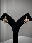 Gold Pearl Spider Crystal Earrings Set
