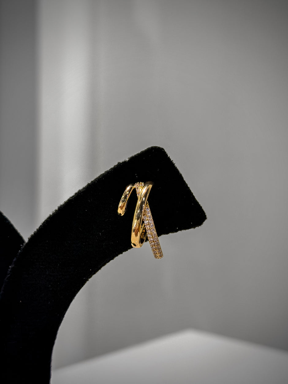 Gold Accent Twin Bar Stud Earrings Set