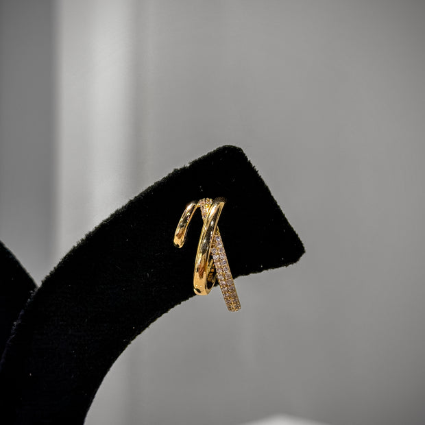 Gold Accent Twin Bar Stud Earrings Set