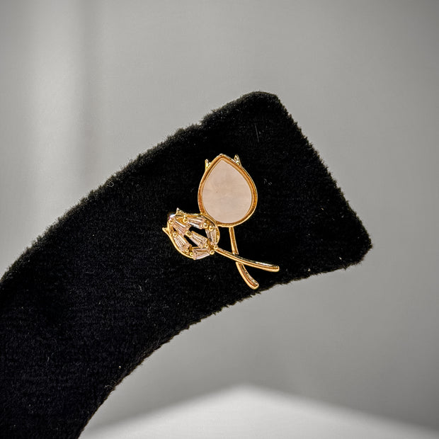 Gold Pearl Floral Stud Earrings Set