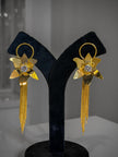 Gold flower earrings with tassels 