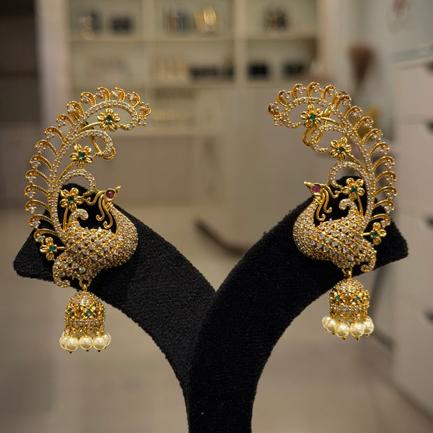 Peacock Jhumka Pearl Earrings Set