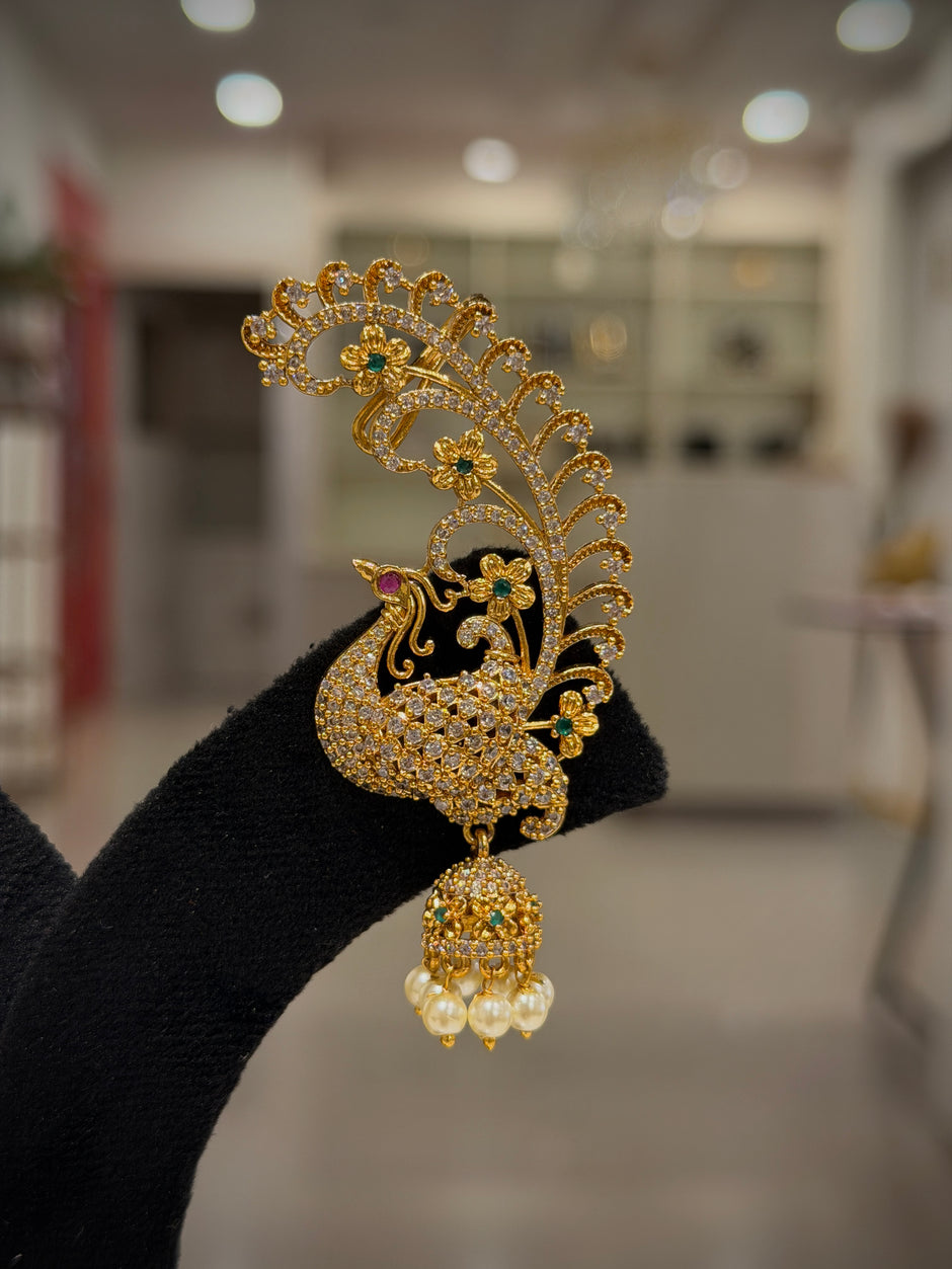 Peacock Jhumka Pearl Earrings Set