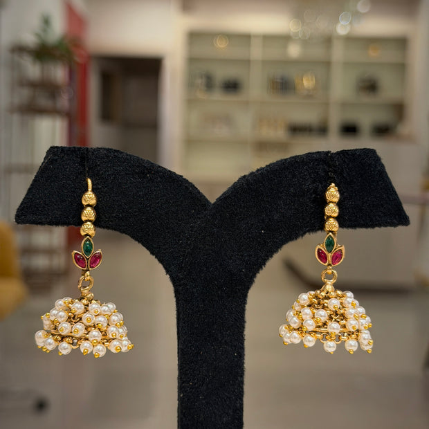 Pearl Cluster Jhumka Earrings