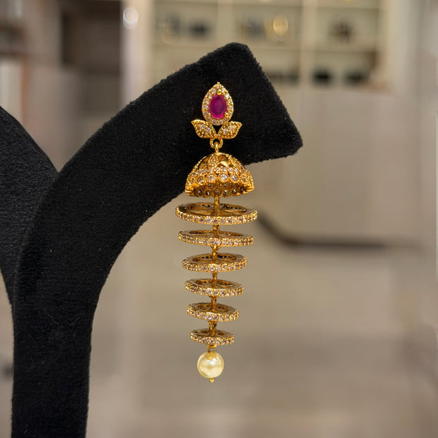 Spiral Pearl Drop Jhumka Earrings