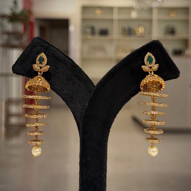 Spiral Pearl Drop Jhumka Earrings
