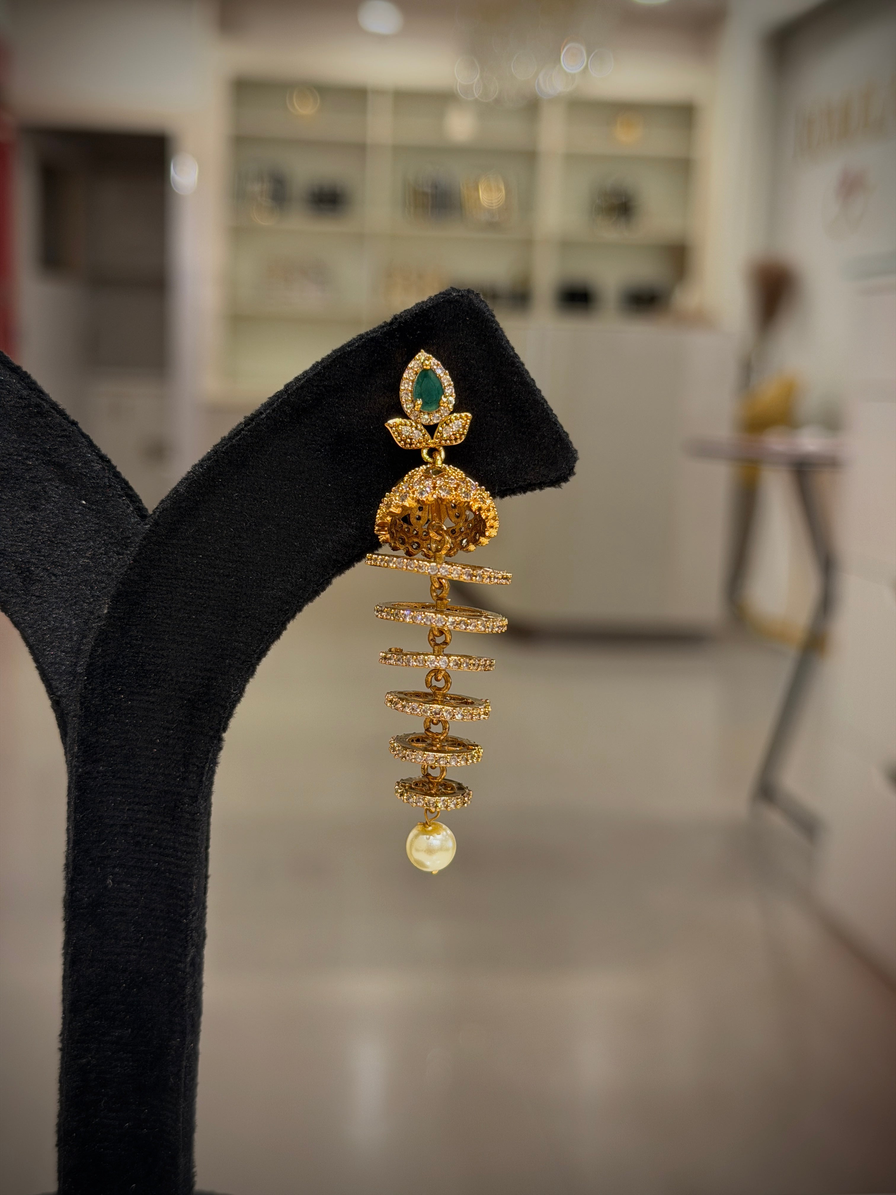 Spiral Pearl Drop Jhumka Earrings