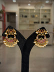 Elegant Lotus Kemp Stone Chandbali Earrings