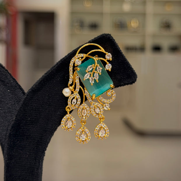 Floral Crystal Stone Cascade Dangle Earrings