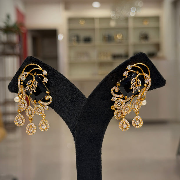Floral Crystal Stone Cascade Dangle Earrings