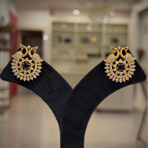 Peacock Mandala 4‑in‑1 Stud Earrings