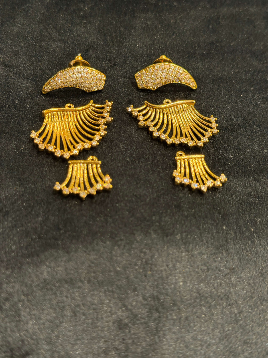 Crystal Fan Burst 2‑in‑1 Stud Earrings