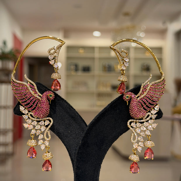 Peacock Crystal Cascade Dangle Earrings