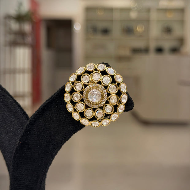 Round Kundan Mandala Stud Earrings
