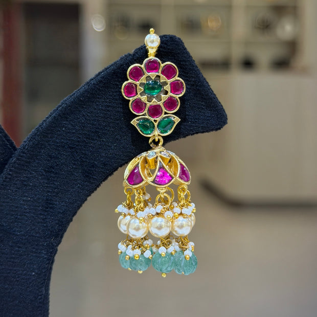 Jadau Pearl Drops Jhumka Earrings Set