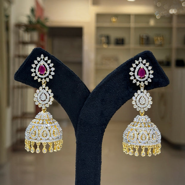 Teardrop Crystal Bridal Jhumka Earrings