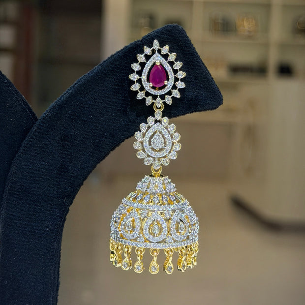 Teardrop Crystal Bridal Jhumka Earrings