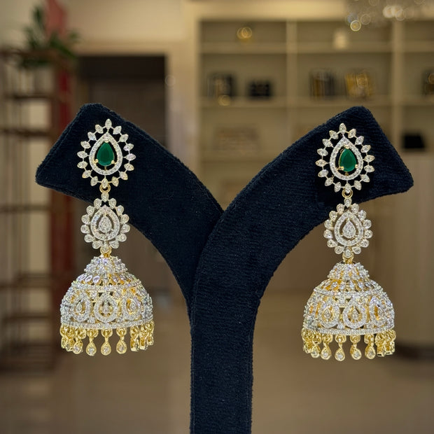 Teardrop Crystal Bridal Jhumka Earrings