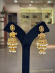 Temple Lakshmi Nandi Pearl Jhumka Earrings Set