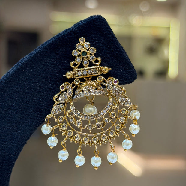 Floral Pearl Drop Chandbali Earrings Set