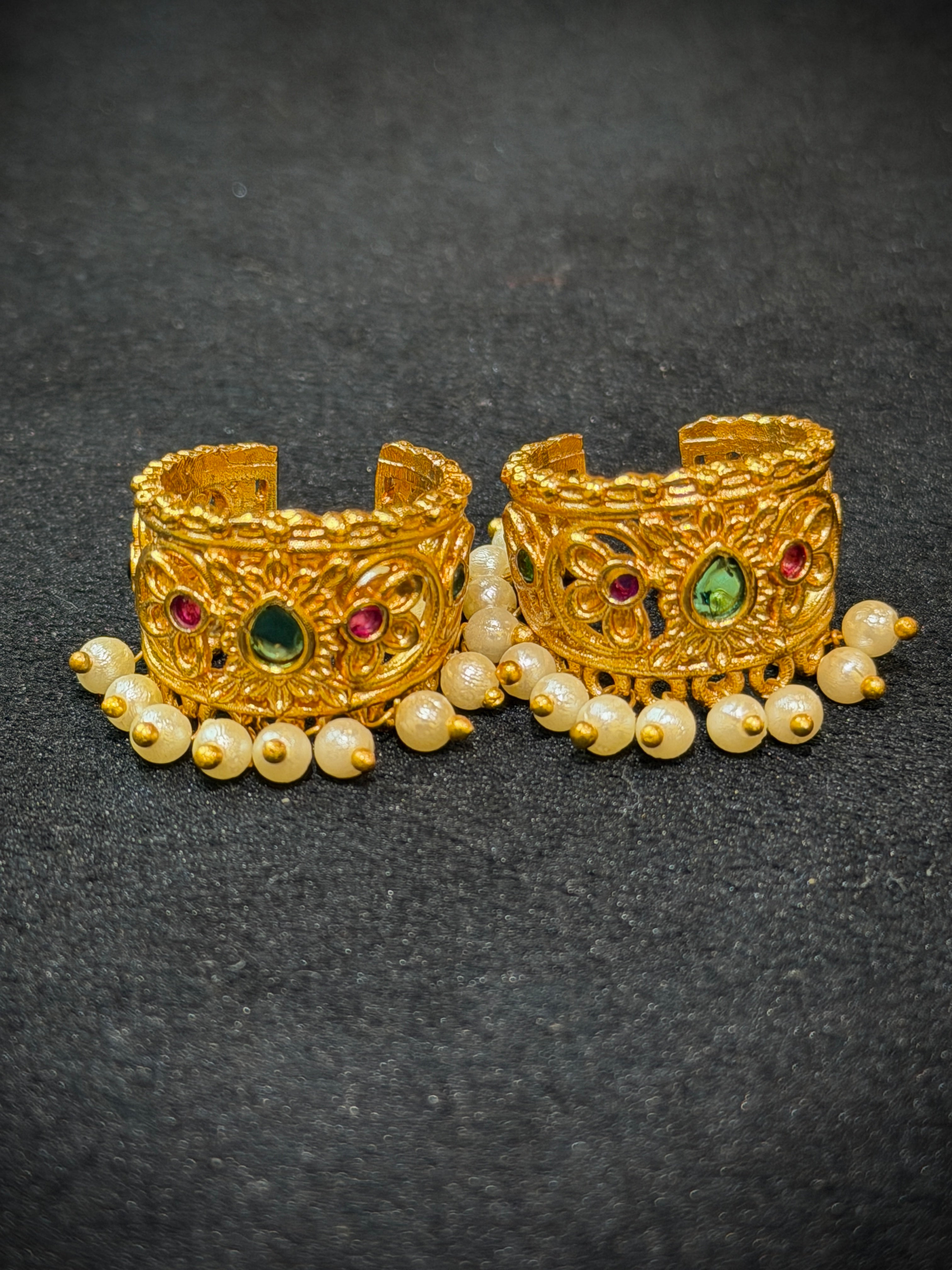 Elegant Floral Pearl Drop Bugadi Ear Cuff