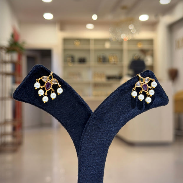 Elegant Kundan Pearl Drop Bugadi /Tops Ear Cuffs